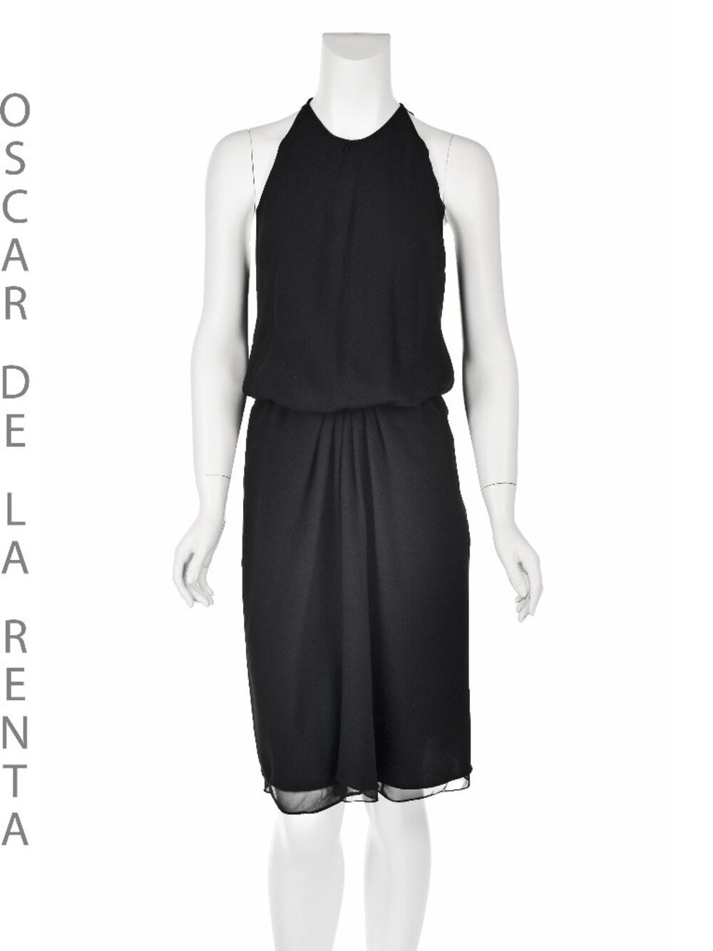 OSCAR de la RENTA Vintage Black Silk Chiffon Cocktail Dress LBD, SZ 4-6